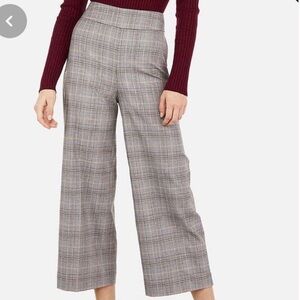 Express Women 12R Plaid Preppy Academia Wide Leg High Rise Cropped Culottes Pant